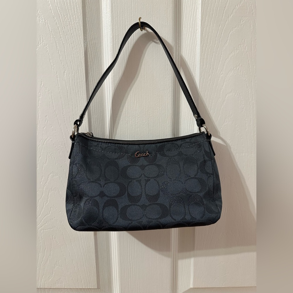 Coach Black Signature Jacquard Mini Shoulder Bag